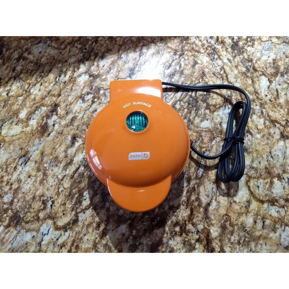 DASH Pumpkin Mini‎ Waffle Maker Orange Electric Griddle Individual DMWP001OR